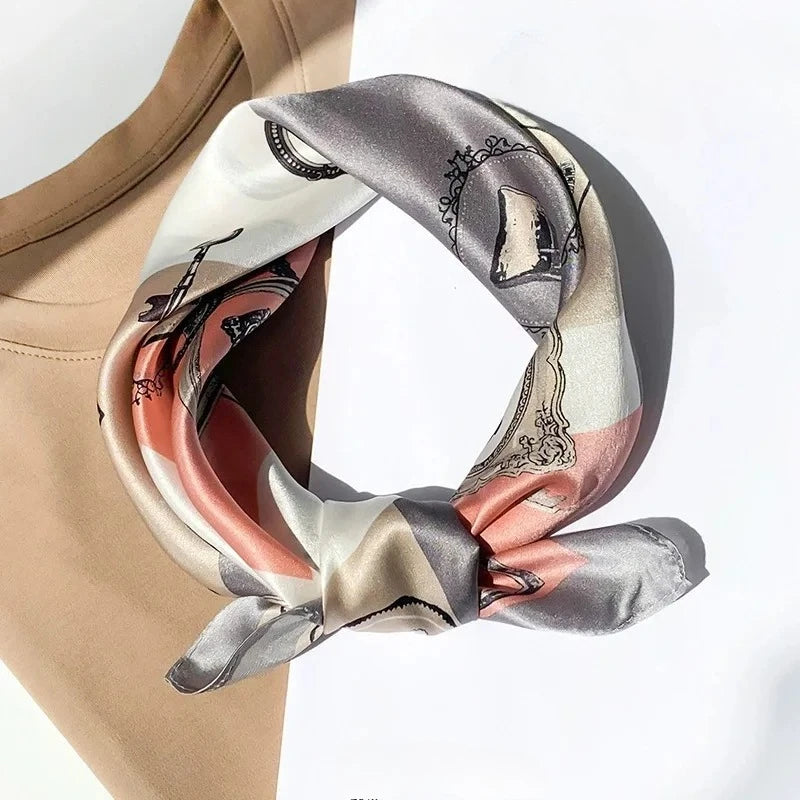 100% Real Silk Scarf Geometric Retro Fashion Scarves