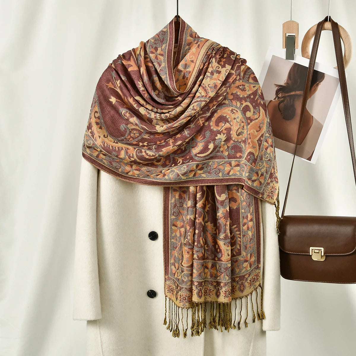 Paisley Embroidery Retro Cashew Cotton Scarf Wraps