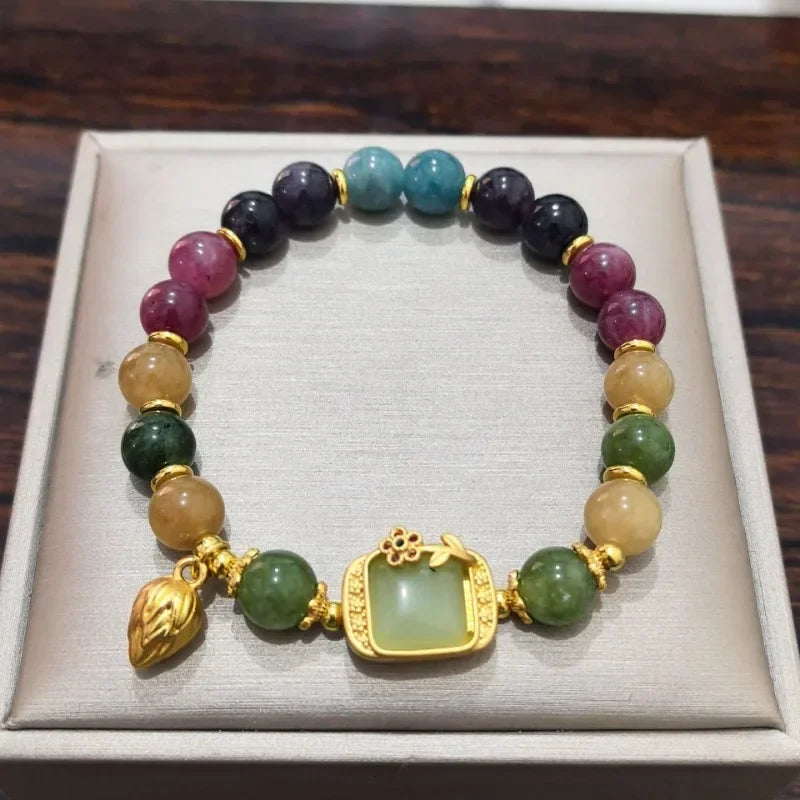 Natural Jade Agate Bracelet Exquisite Flower Design
