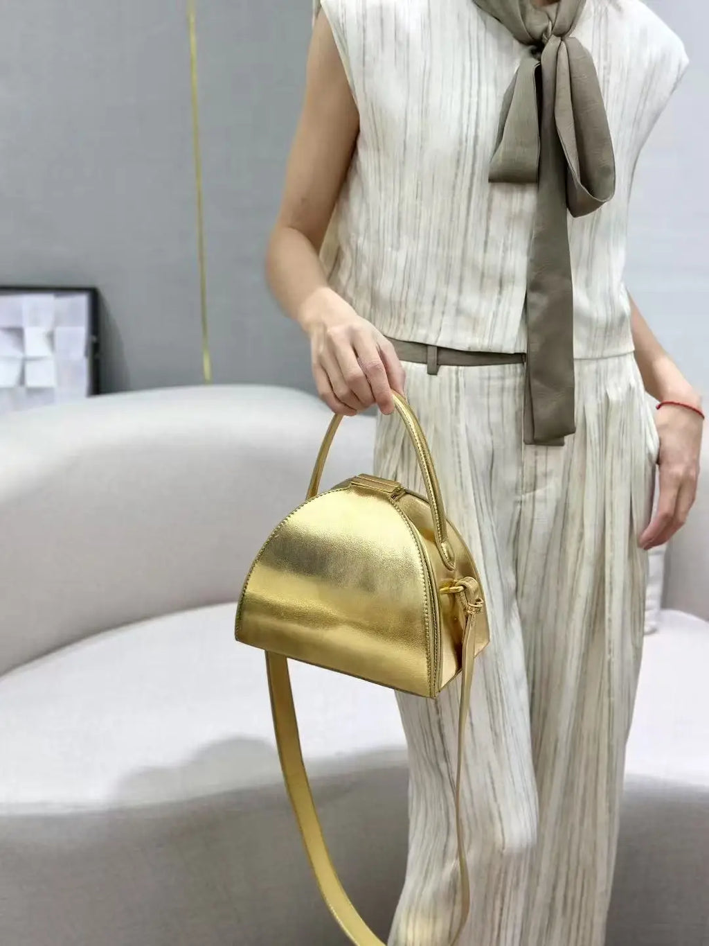 Fashion Niche Design Semi-circular Box Shape Crossbody Bag