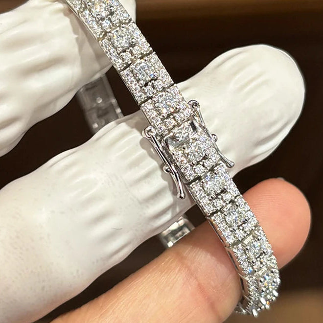 Luxury Square Full Moissanite Tennis Bracelet For Women 925 Sterling Silver Bracelets