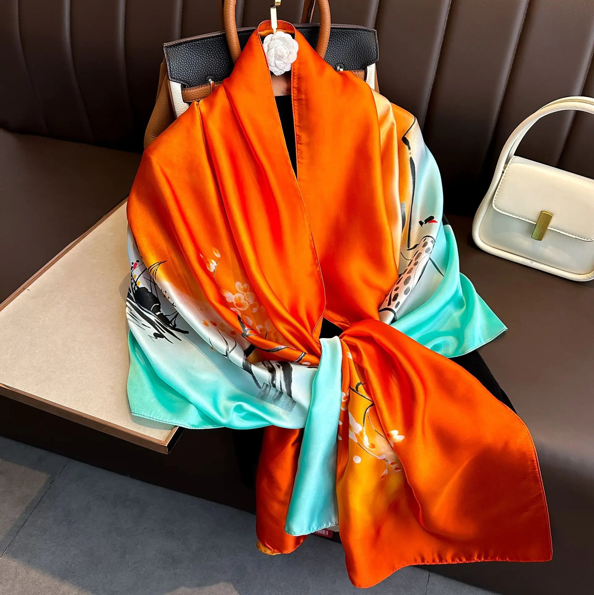 Luxury Brand Silk Scarves Women Fashion Print 180X90CM Long Silk Headscarf
