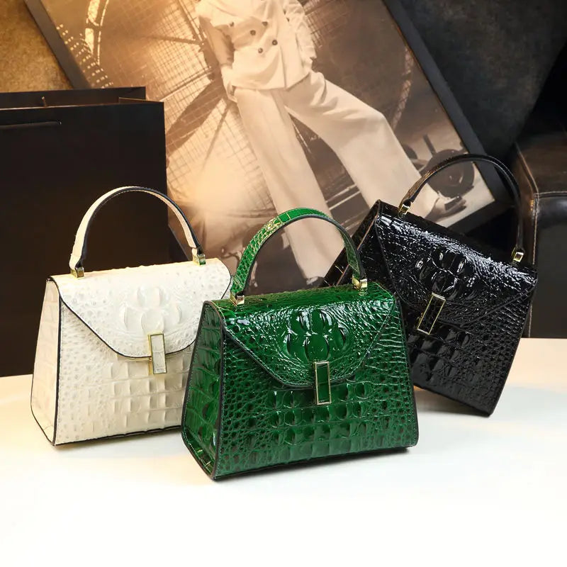 Luxury Design Cowhide Fashion Crocodile Print Handbag