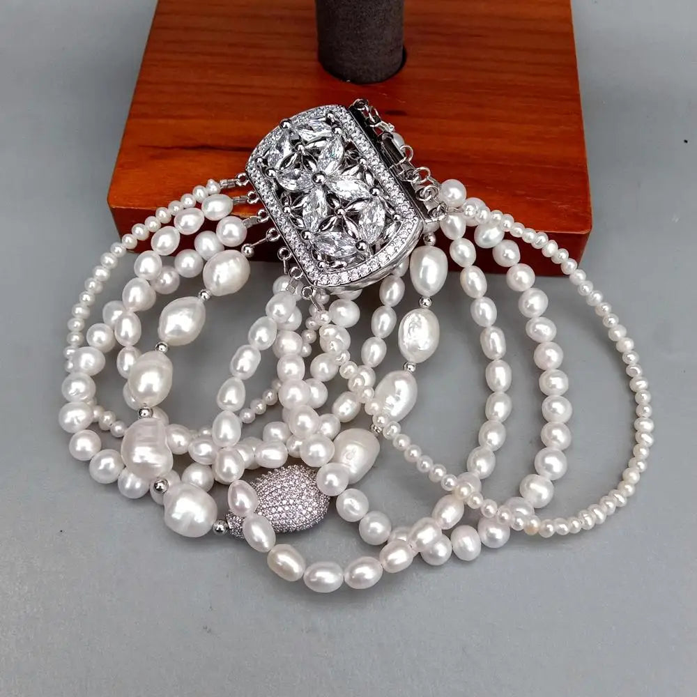 Classic style 7 Strands Natural Freshwater Pearl Bracelet
