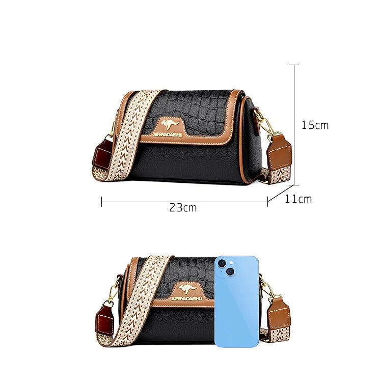 Stone Pu Leather Shoulder Bag Fashion Crossbody Square Satchel Bag
