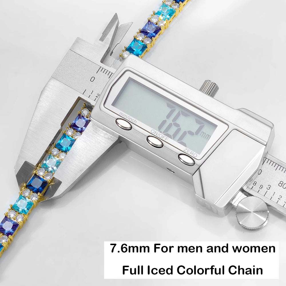 Blue Bracelet Inlaid Sapphire Blue Square Cubic Zirconia