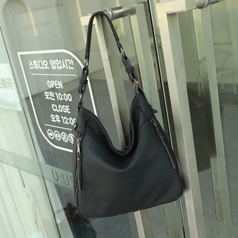 High Quality Women's Real Cow Leather Luxury Handbag Large Capacity Shoulder Bag
