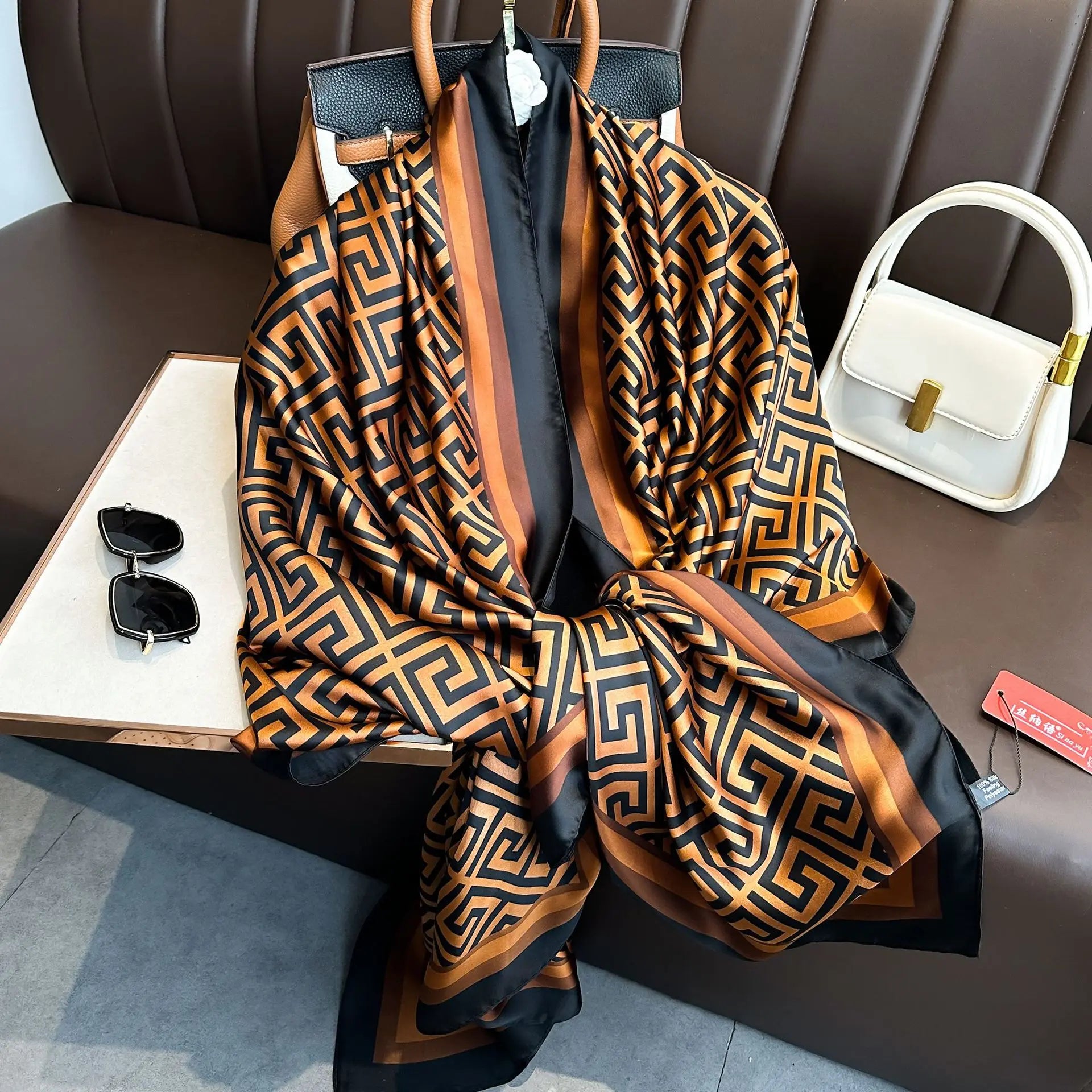 Luxury Brand Silk Scarves Women Fashion Print 180X90CM Long Silk Headscarf