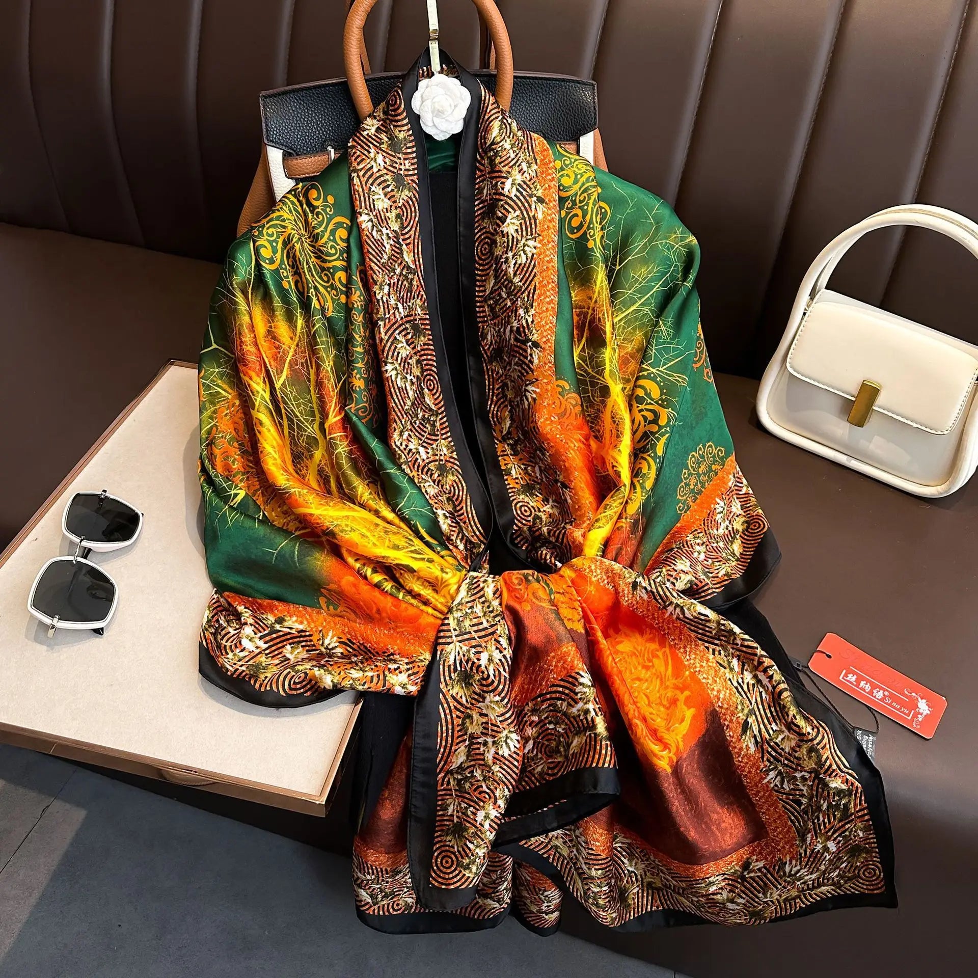 Luxury Brand Silk Scarves Women Fashion Print 180X90CM Long Silk Headscarf
