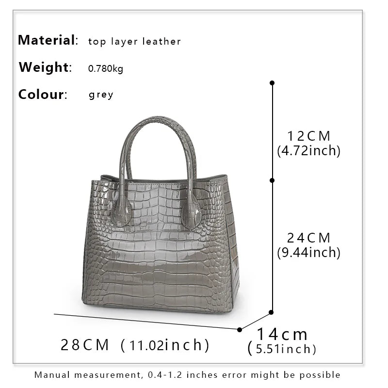 Fashionable women's handbag surface crocodile pattern luxury cowhide