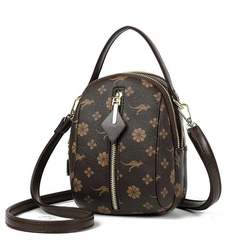 Printed Leather Small Shoulder Phone Bag Crossbody Bag