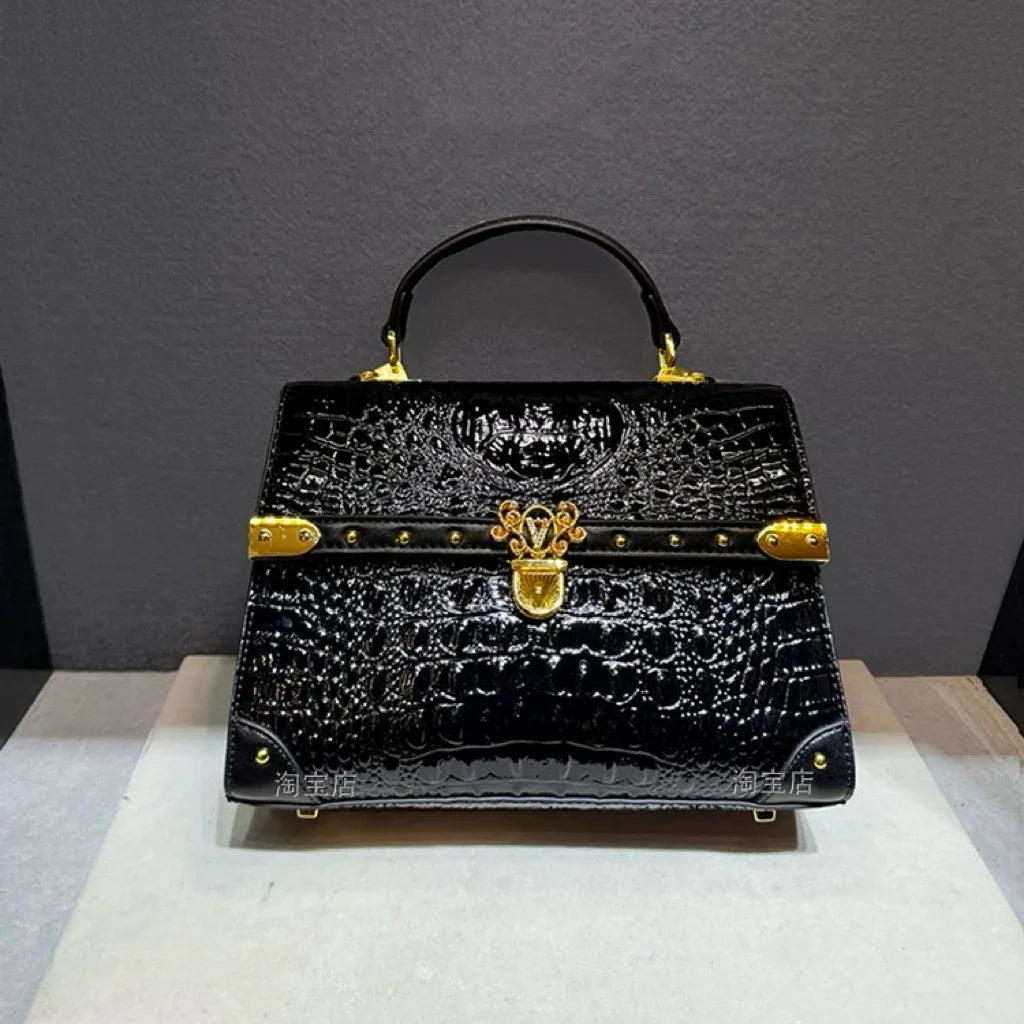 Luxury Design Brand Fashion Crocodile Print Handbag for Women