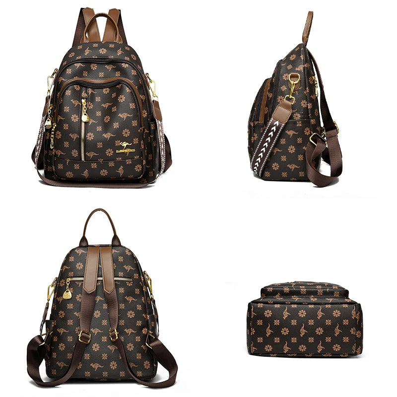 High Quality PU Solid Zipper Backpack Large Capacity Commuting Backpack
