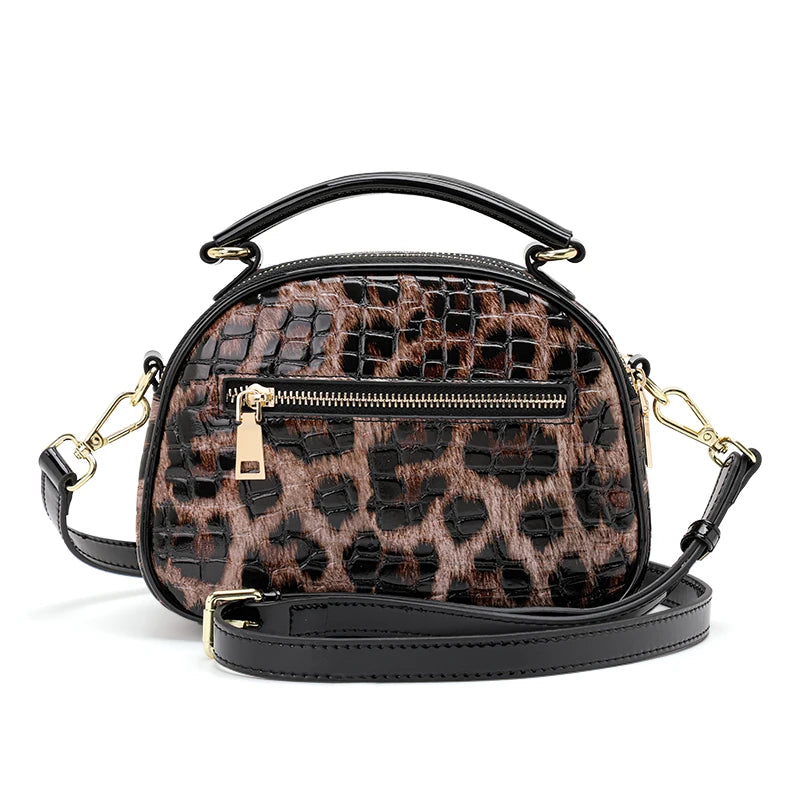 Patent Leather Leopard Print Crossbody Handbags