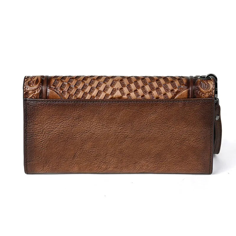 Floral Genuine Leather Wallet Women Handmade Clutch Bag