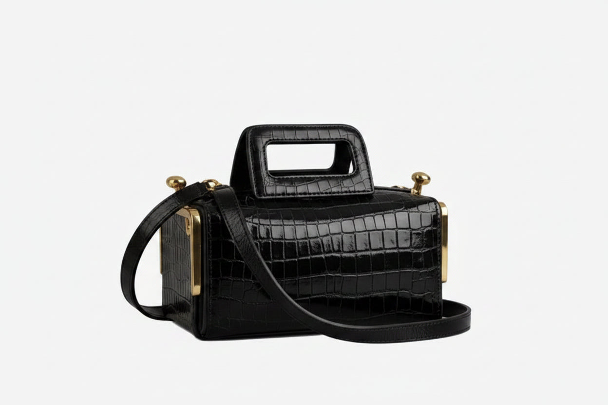 Retro Handbag Luxury Gold Hardware Structured Shoulder Bag