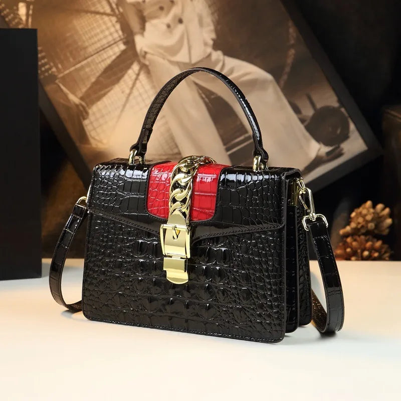 Women's fashion leather crocodile pattern handbag messenger bag small shoulder bag