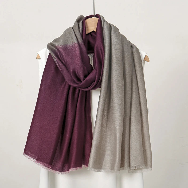 Elegant Soft Color Collision Gradient Viscose Long Scarf