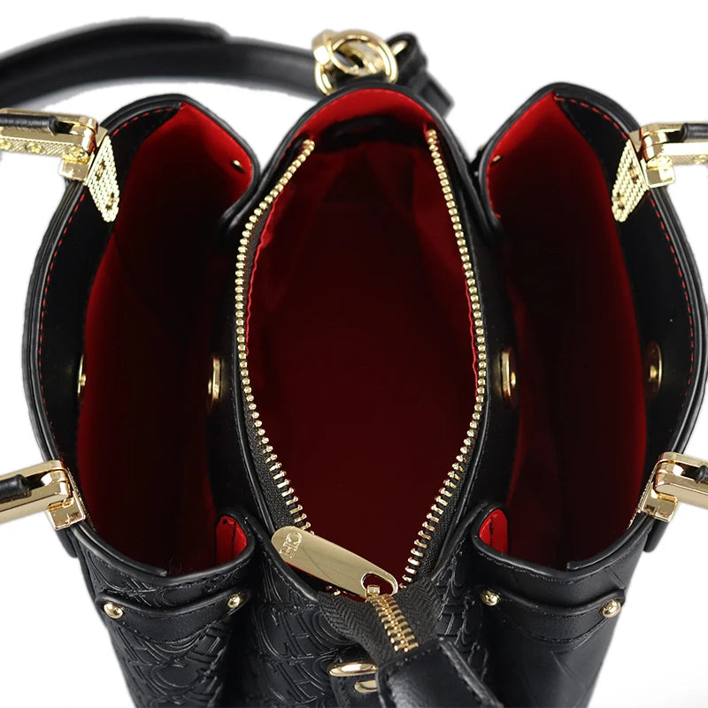 Fashion Embossed Handbag Luxury PU Leather Top Handle Bag