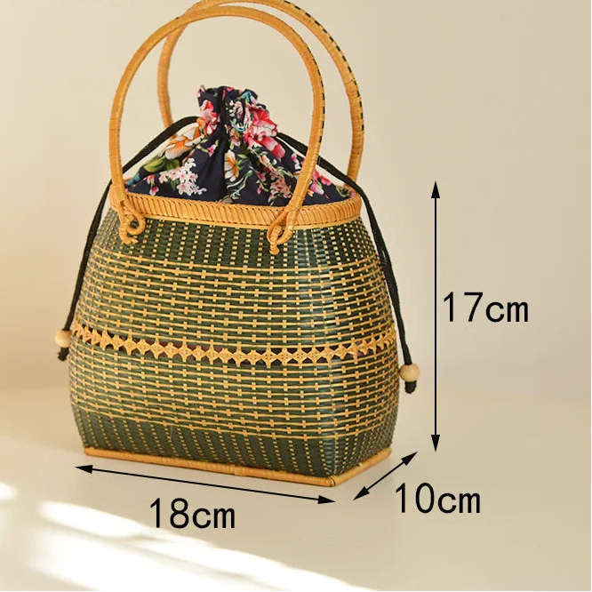 Handmade basket exotic style woven bamboo handbag