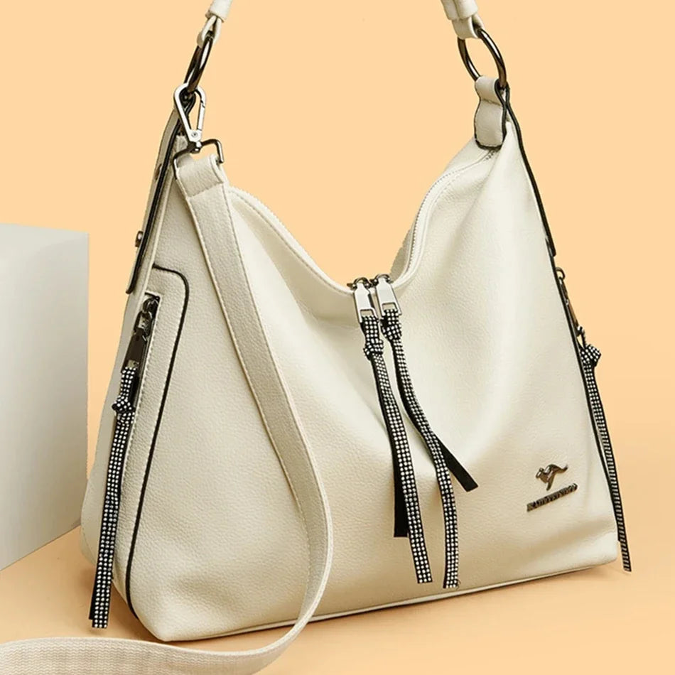High Quality Leather Shoulder Bag Top-handle Casual Large Capacity Messenger Bag
