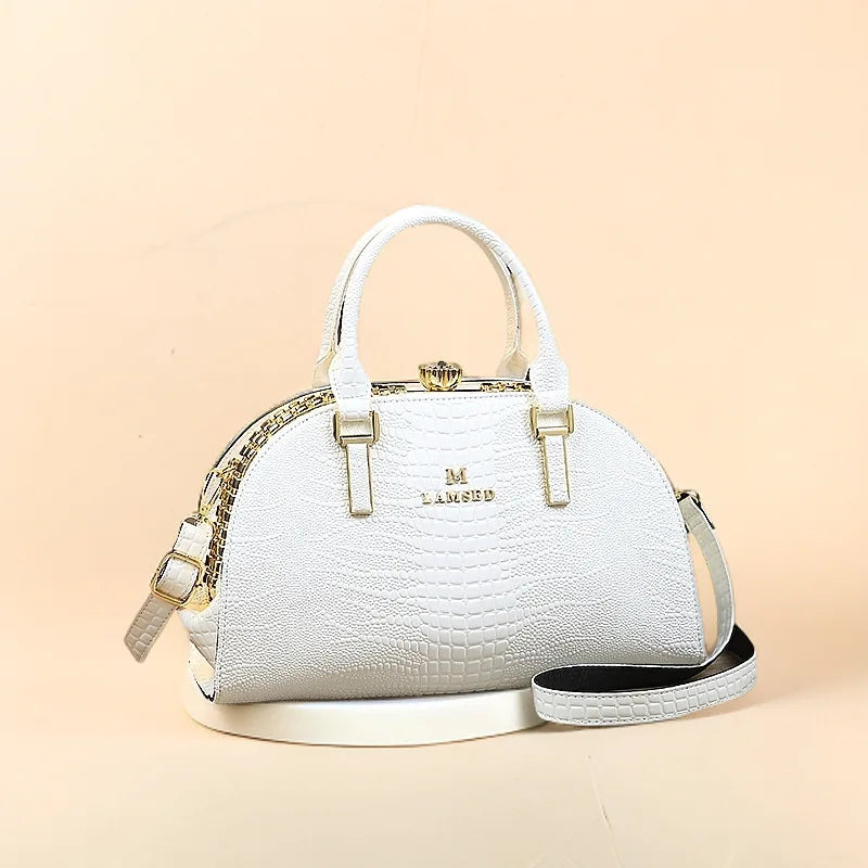 Women's Fashion Crocodile Pattern Shoulder Crossbody Bag Retro Shell Handbag