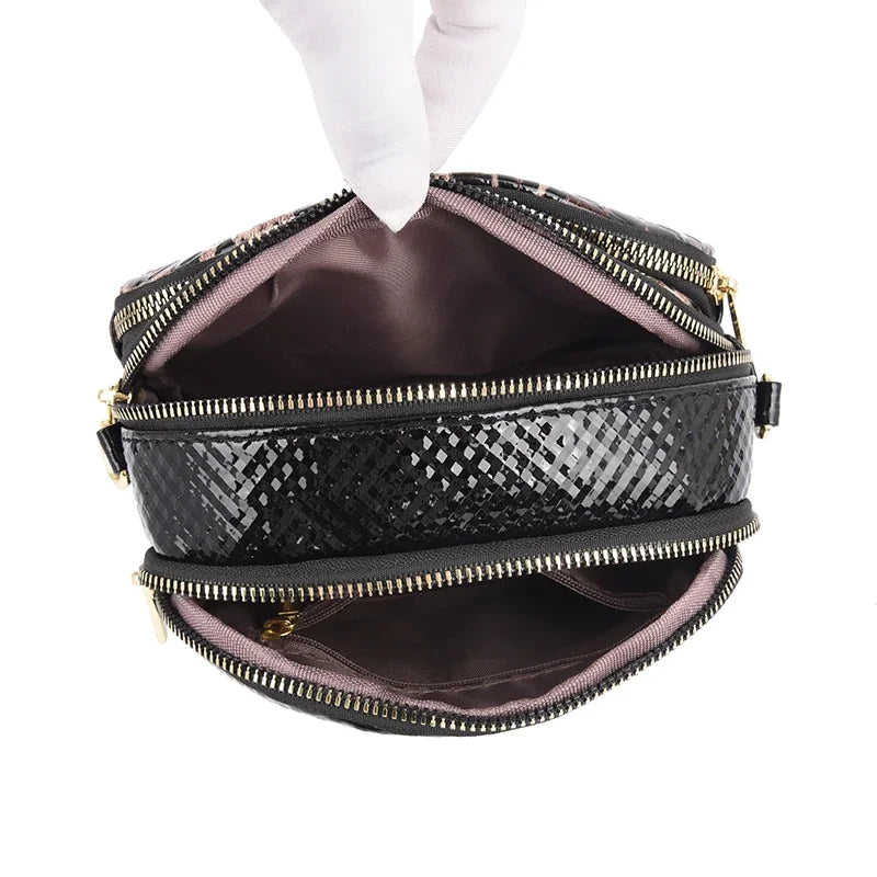 Women's Small Messenger Bag PU Leather Shiny Shoulder Bag Fashion Saddle Bags