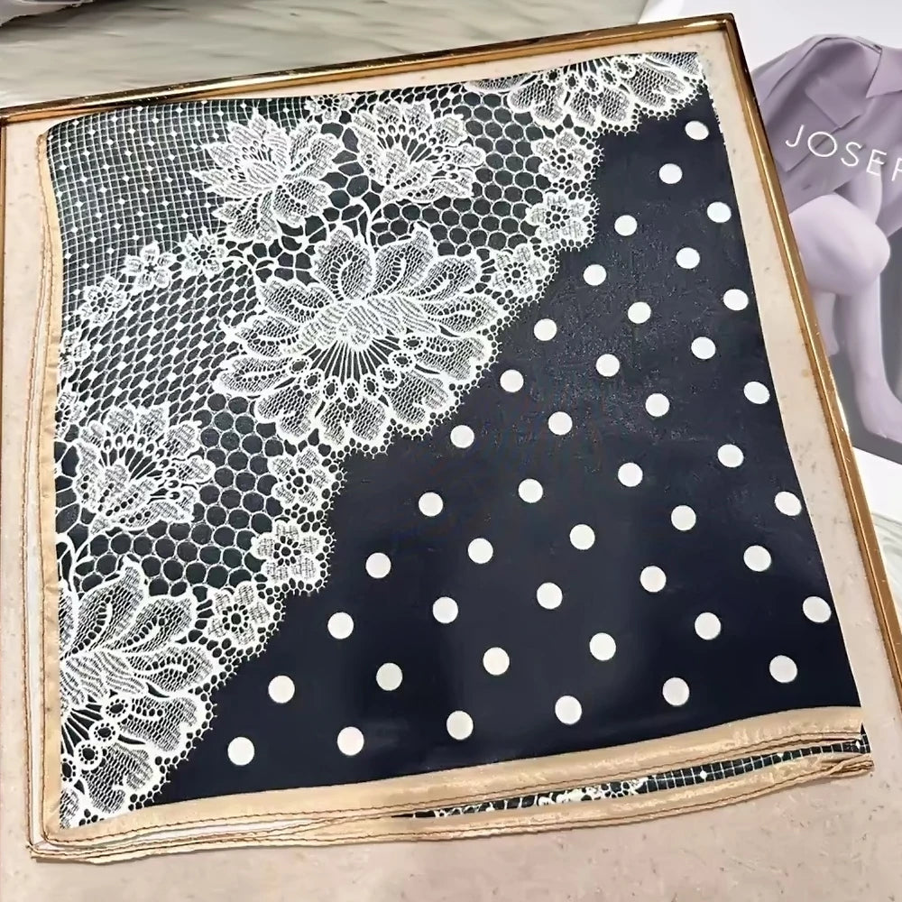 100% Silk Small Square Scarf Neckerchief for Women