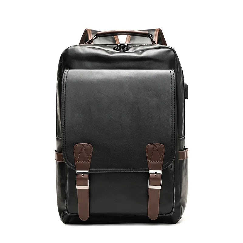 Retro Men's Backpack Soft Leather Fashion Large Capacity Laptop Backpack