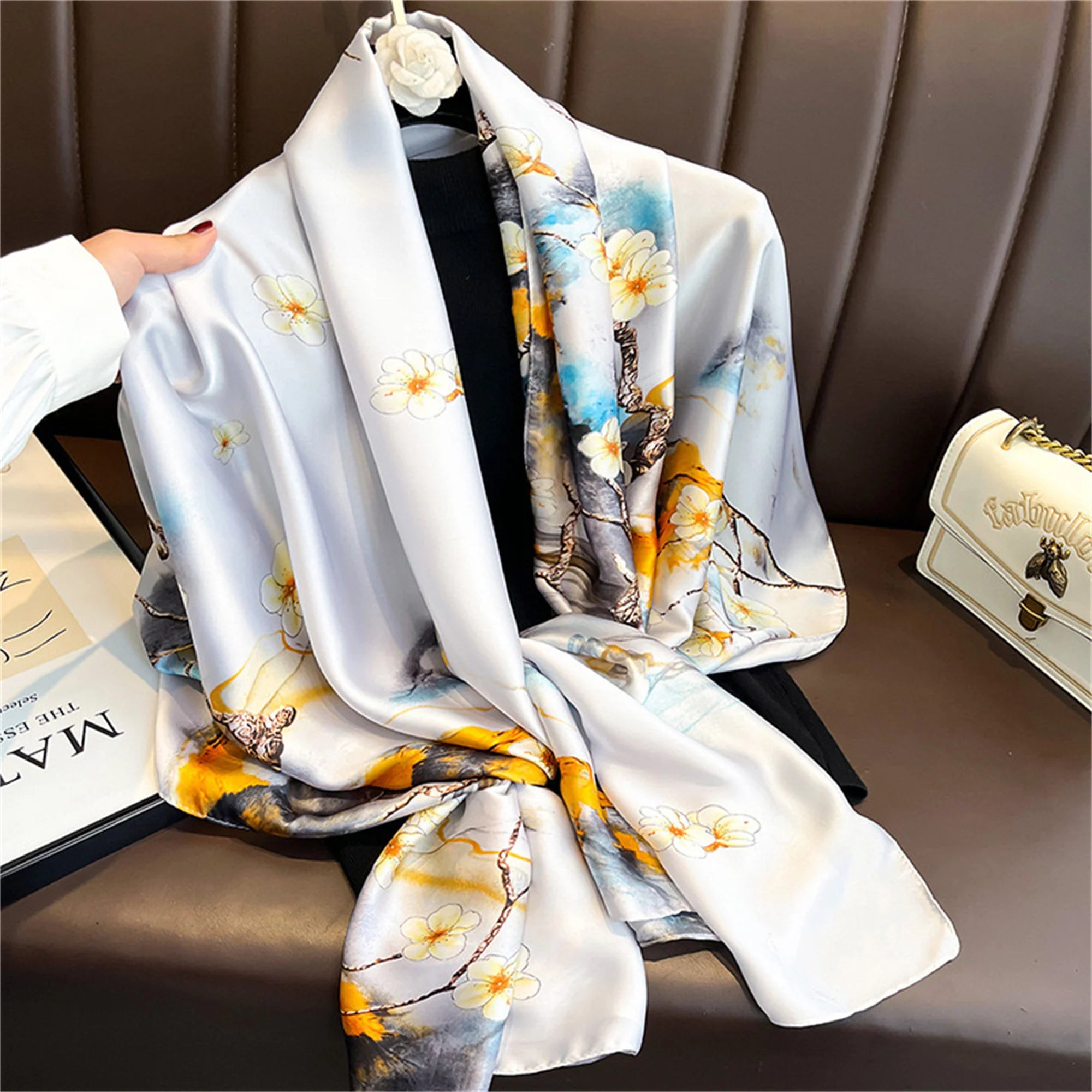 180*90cm Luxury Brand Women Scarf Summer Silk Shawl Lady Wrap Soft Design