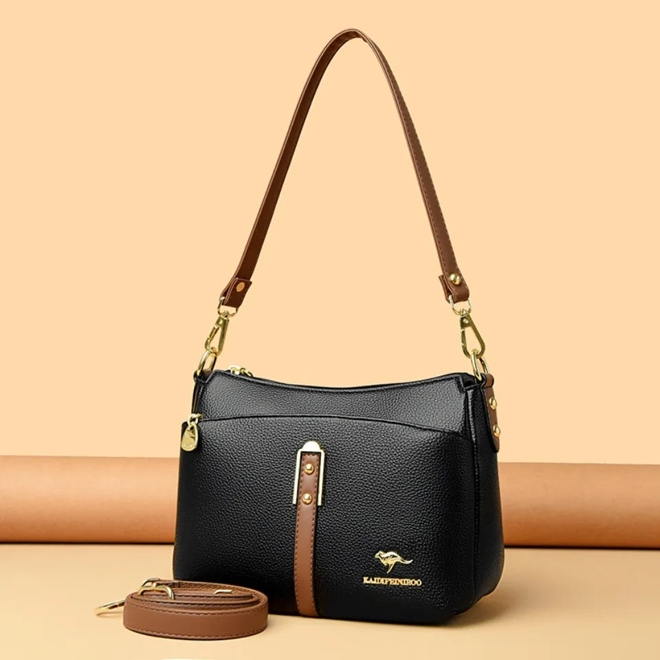 Brand Design Three Layers Fashion Shoulder Messenger Bag Luxury Soft Leather Sac