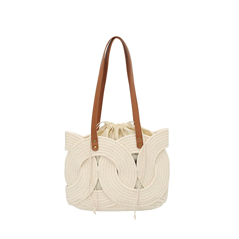 Fashionable Woven Straw Tote Bag Large Capacity Handbag