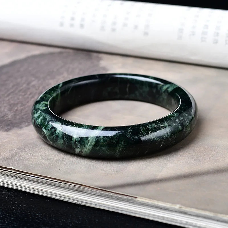 Natural Nephrite Green Jade Bangle Jewelry