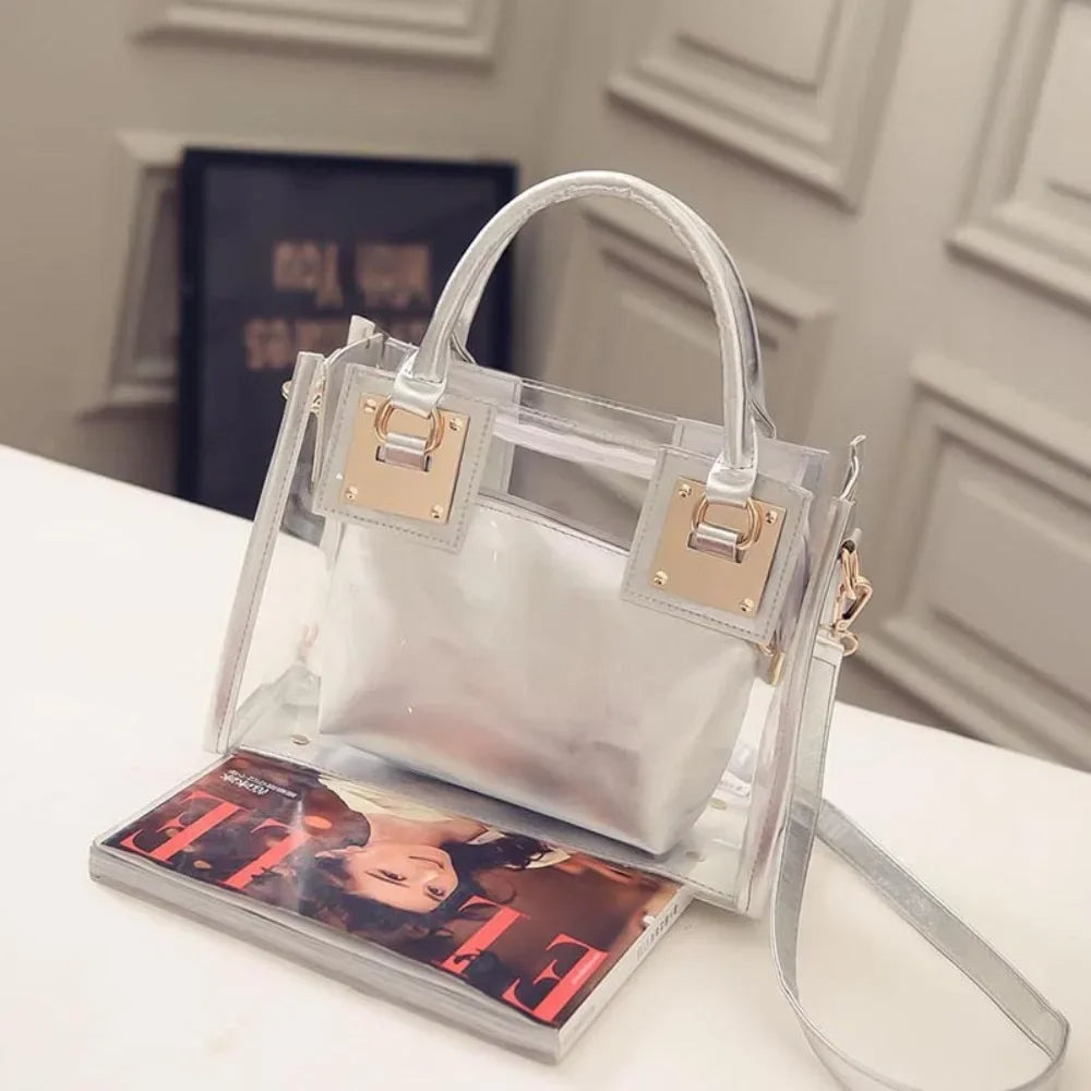 Transparent Jelly Crossbody Bag PVC Designer Square Handbag Large Capacity Bag