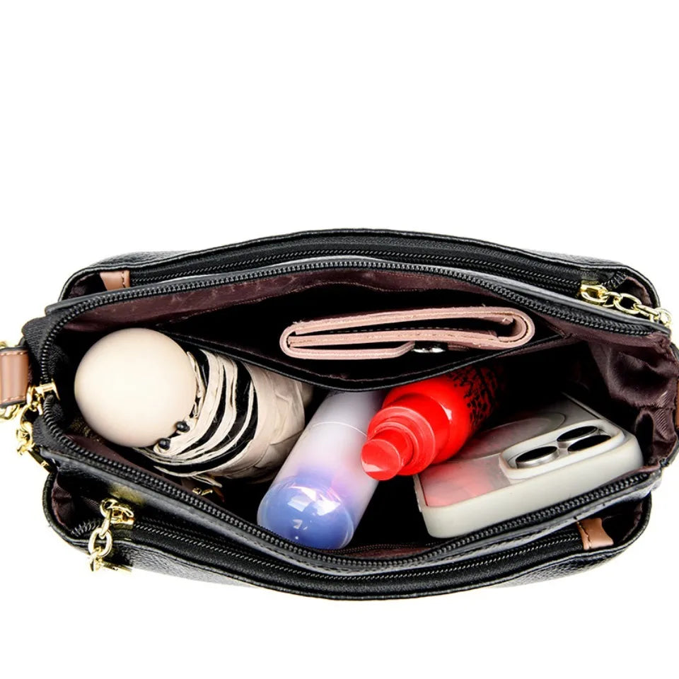 Brand Design Three Layers Fashion Shoulder Messenger Bag Luxury Soft Leather Sac