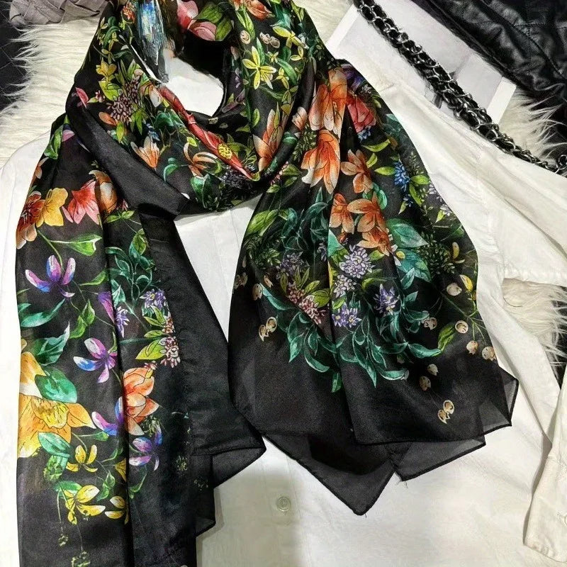 Lightweight Large 100% Mulberry Silk Scarf Neck Scarf