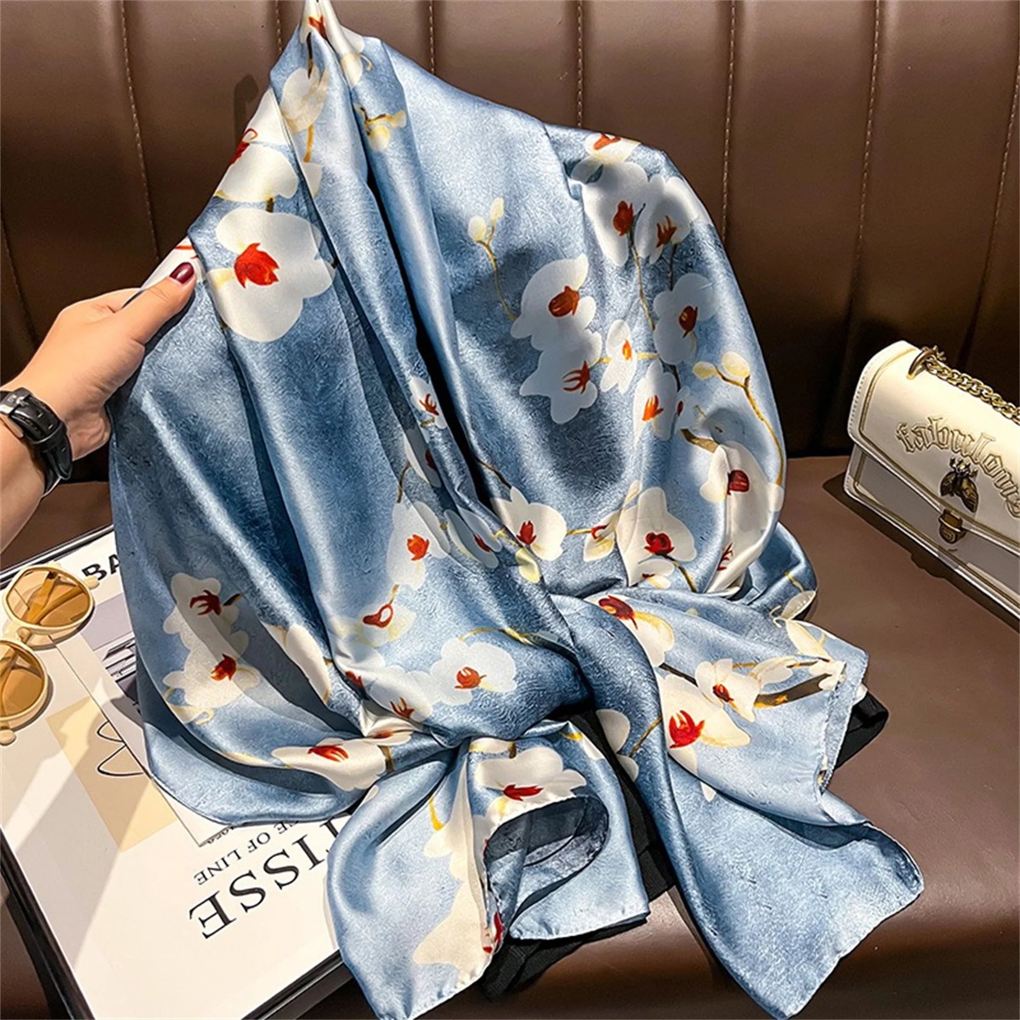 180*90cm Luxury Brand Women Scarf Summer Silk Shawl Lady Wrap Soft Design