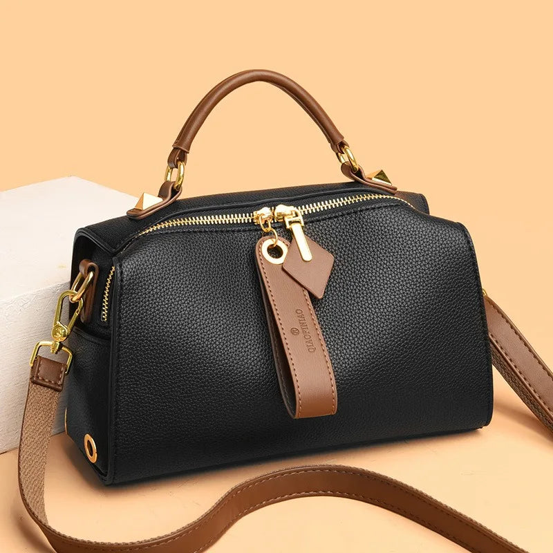 Sophisticated Shoulder Bag Soft Genuine Leather
