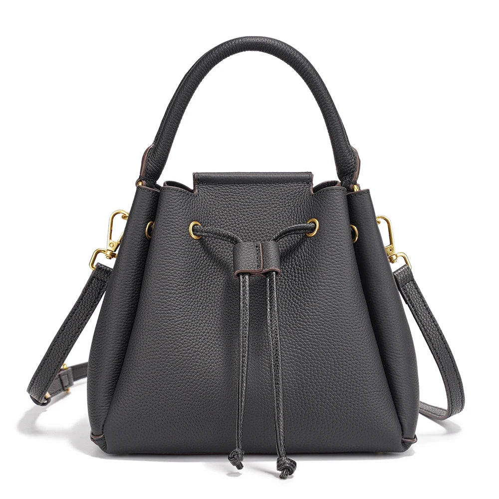 Genuine Leather Top-Handle Bag Simple Fashion Bucket Bag