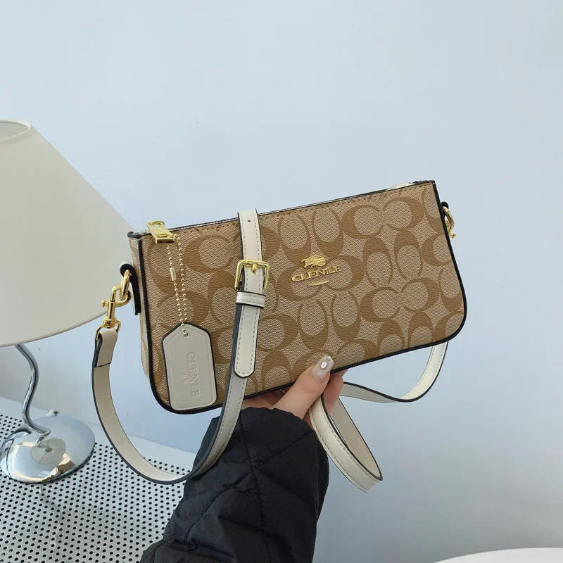 High-end Style Handbag with Chain Strap and Vintage Print