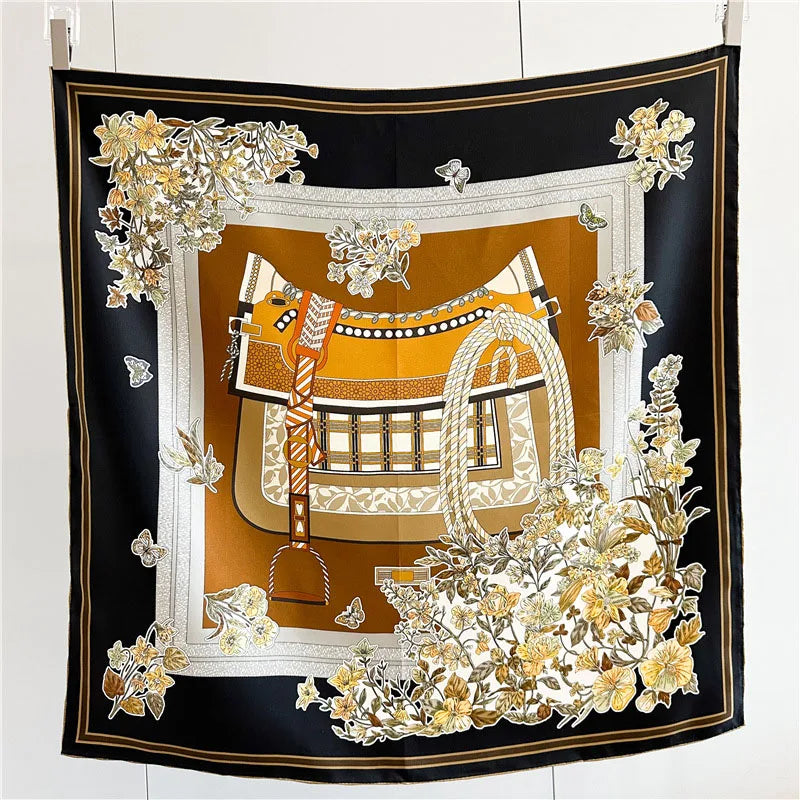 90 Silk Scarf Ladies 100% Real Silk Scarf Neckerchief Floral Fashion Elegant