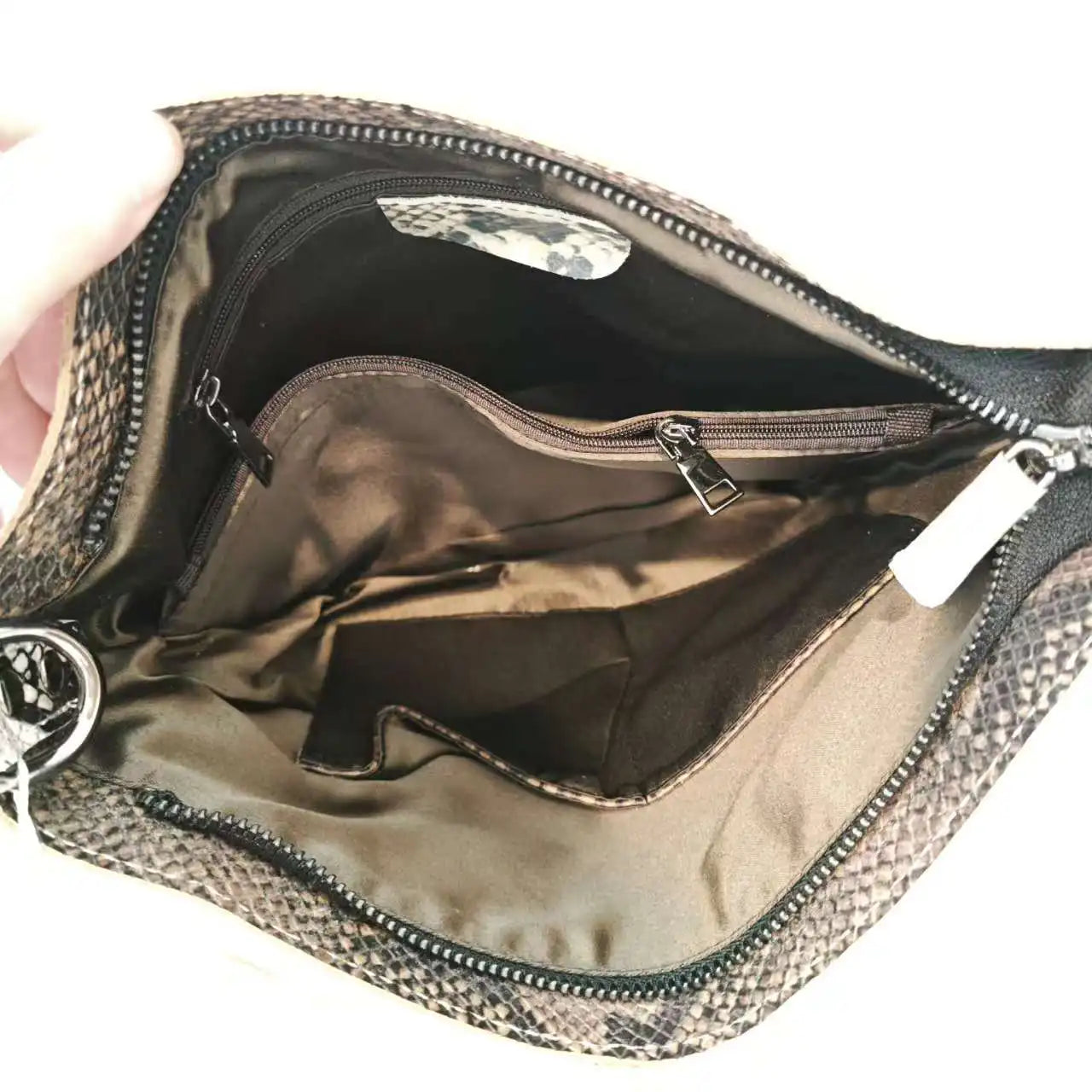 Snake Patchwork Design Handbag Genuine Leather Bucket Bag
