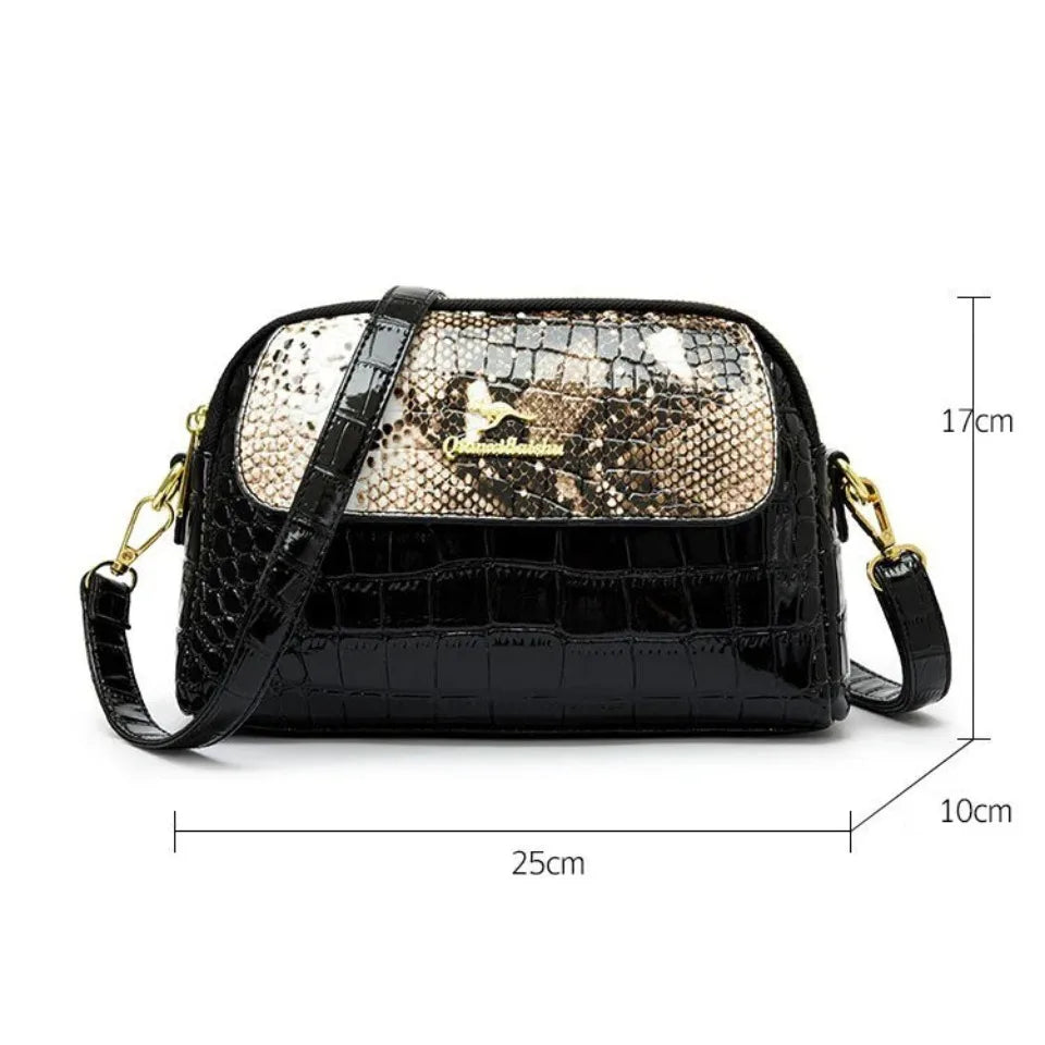 Luxury Snake Pattern Crossbody Bags Fashion Patent Leather