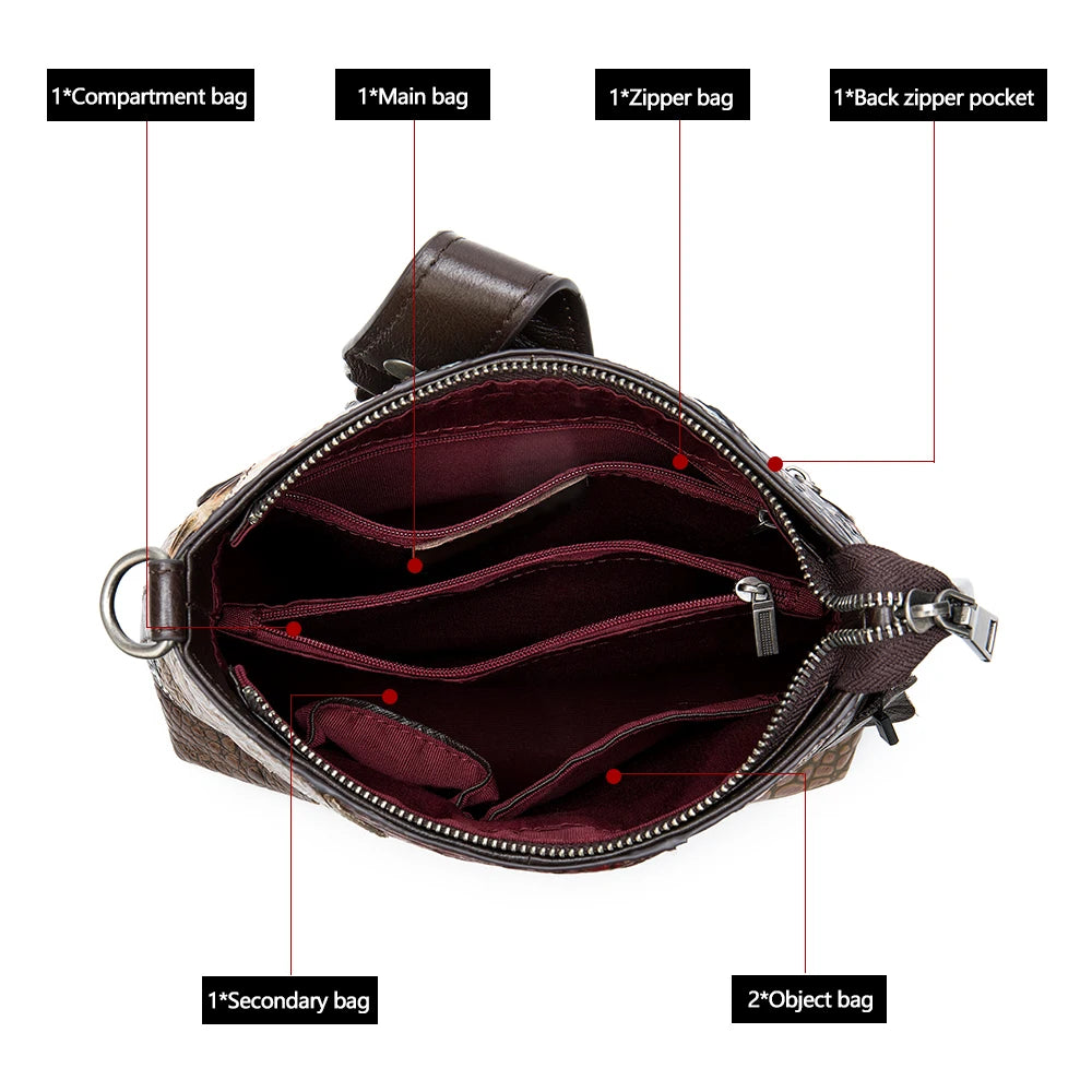 Women's Shoulder Bag Genuine Leather Fashion Patchwork Design