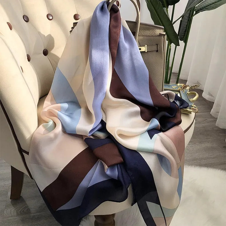 100% Pure Silk Scarf Women Luxury Print Wraps For Ladies