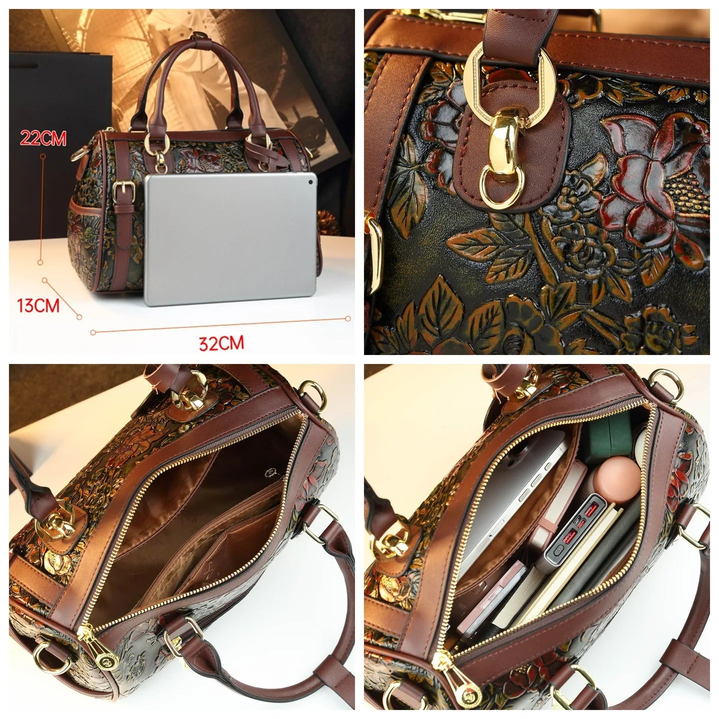 Fashion Retro Model Large Capacity Boston Pillow Handbag