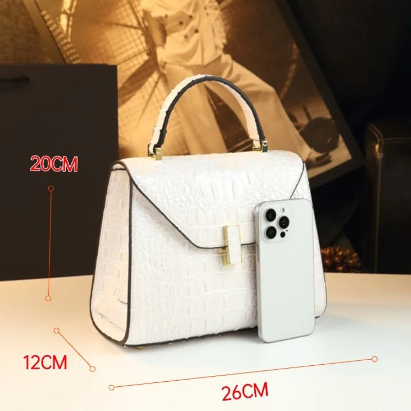 Atmospheric crocodile patterned shiny leather women's bag single shoulder crossbody bag