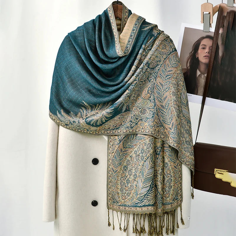 Paisley Embroidery Retro Cashew Cotton Scarf Wraps