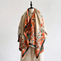 Women's Winter Warm Cashmere Shawl Flower Printed Scarf
