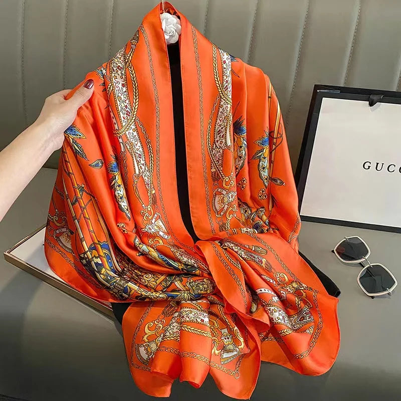 180*90cm Luxury Brand Women Scarf Fashion Print Silk Scarves Summer Shawls Wraps